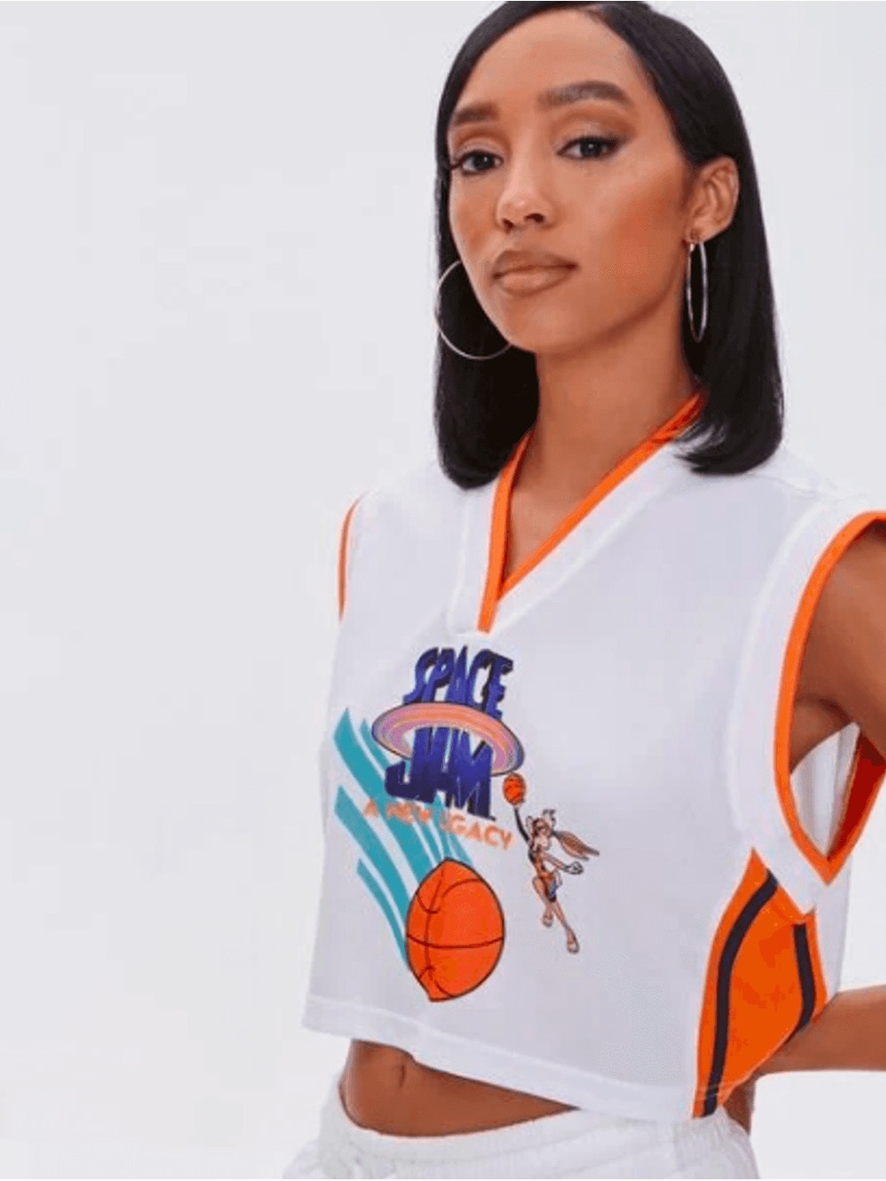 Forever 21 Shirt Cropped Jersey Space Jam Bugs Bunny Basketball Size Small